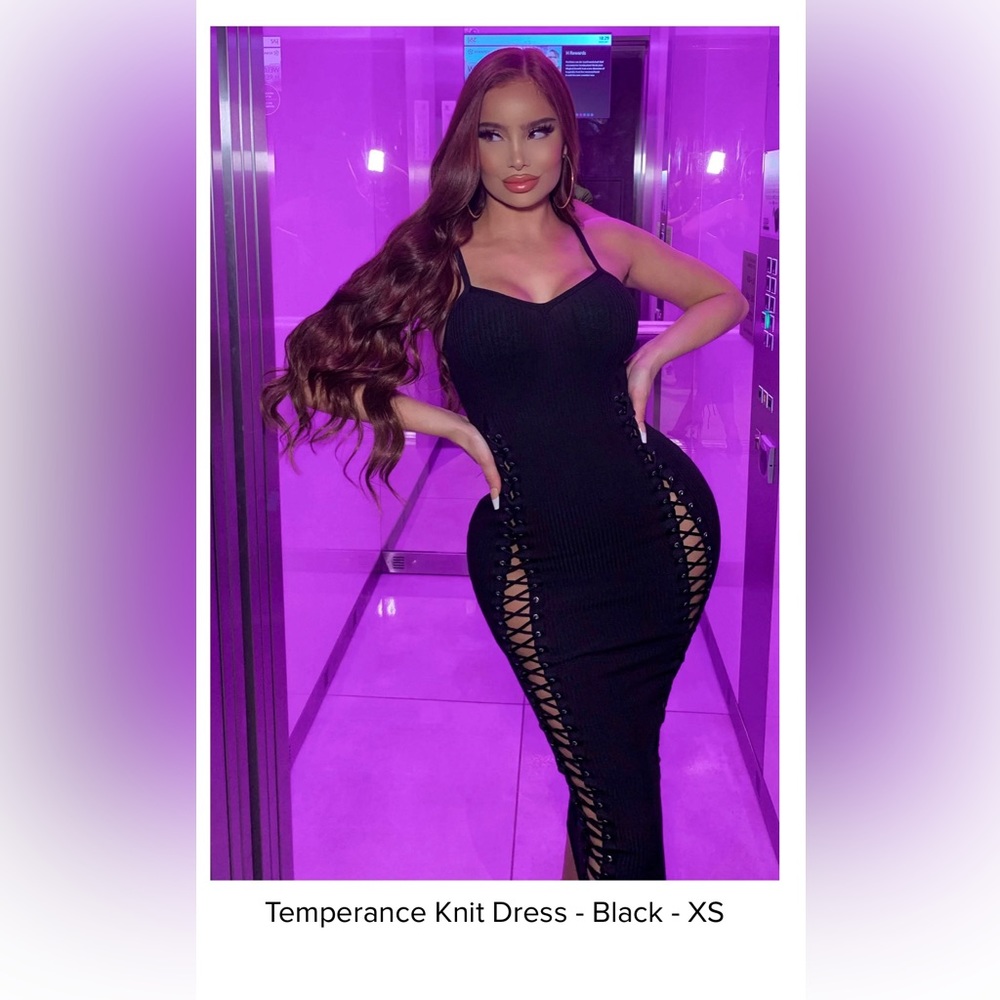 Long black knit dress